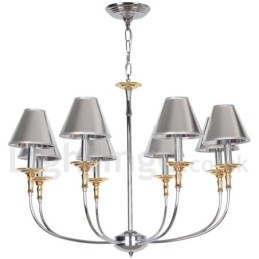 Lustre moderno contemporâneo estilo vela cromado de 8 luzes