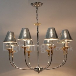 Lustre moderno contemporâneo estilo vela cromado de 8 luzes