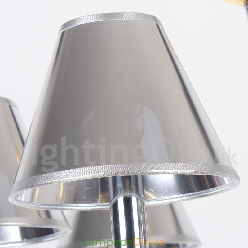 Lustre moderno contemporâneo estilo vela cromado de 8 luzes