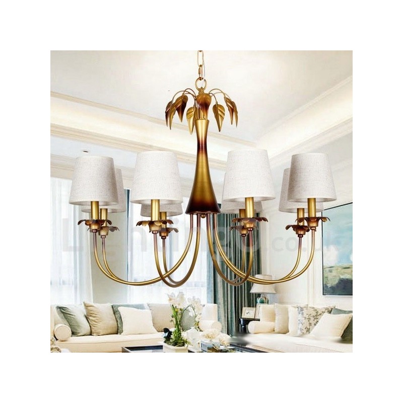 Lustre estilo vela rústica contemporânea moderna de 8 luzes