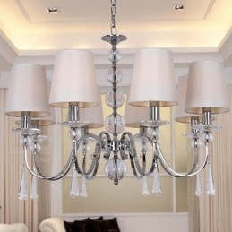 Lustre estilo vela de cristal K9 contemporâneo de 8 luzes