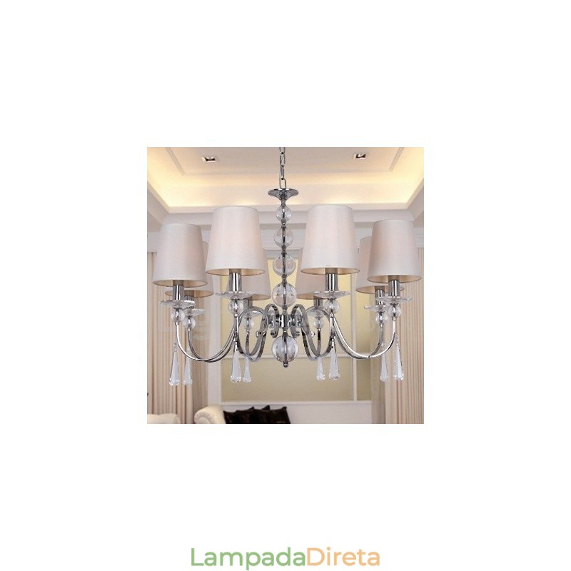 Lustre estilo vela de cristal K9 contemporâneo de 8 luzes
