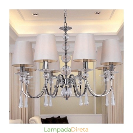 Lustre estilo vela de cristal K9 contemporâneo de 8 luzes Lustre estilo vela de cristal K9 contemporâneo de 8 luzes