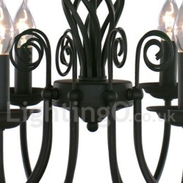 Lustre estilo vela preta retrô contemporânea de 3 luzes