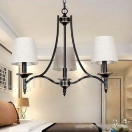 Lustre estilo vela contemporâneo preto retrô rústico de 3 luzes
