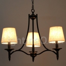 Lustre estilo vela contemporâneo preto retrô rústico de 3 luzes