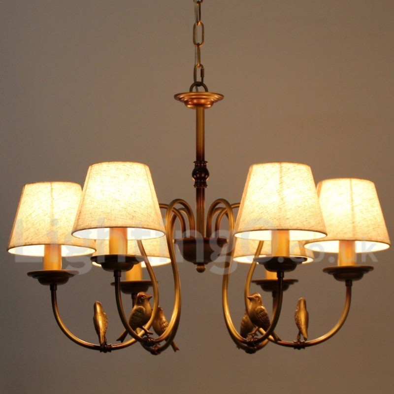 Lustre moderno contemporâneo rústico retrô estilo vela de 6 luzes