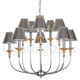 Lustre moderno contemporâneo estilo vela cromado de 10 luzes