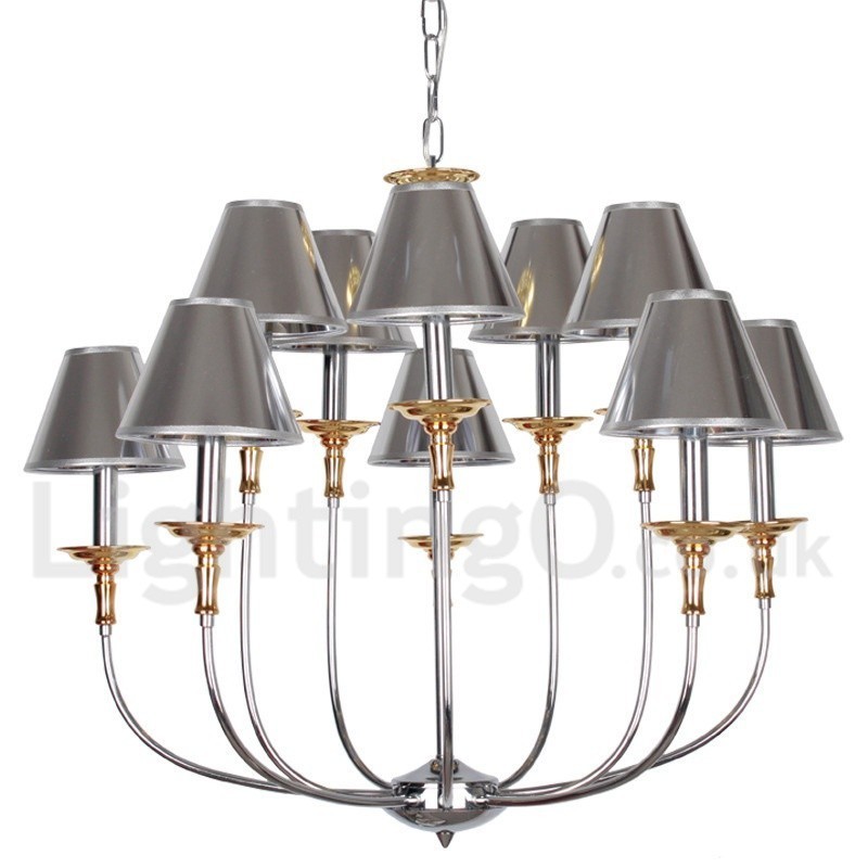 Lustre moderno contemporâneo estilo vela cromado de 10 luzes