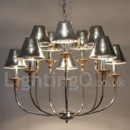 Lustre moderno contemporâneo estilo vela cromado de 10 luzes