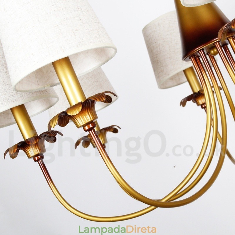 Lustre moderno contemporâneo estilo vela rústica de 6 luzes