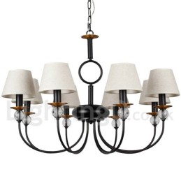 Lustre estilo vela contemporâneo estilo mediterrâneo retrô preto rústico de 8 luzes