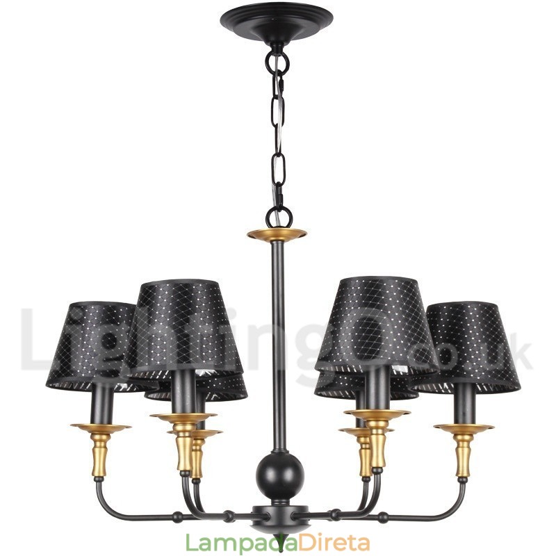 Lustre estilo vela rústica retrô de 6 luzes