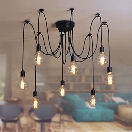 8 Luzes Lustre Pendente Tradicional Clássico Retro Metal