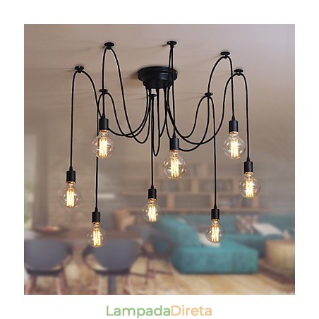 8 Luzes Lustre Pendente Tradicional Clássico Retro Metal 8 Luzes Lustre Pendente Tradicional Clássico Retro Metal