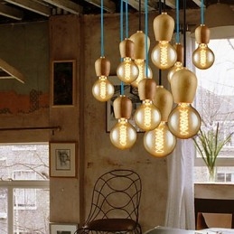 Lustre Mini Estilo Moderno Contemporâneo Madeira Bambu