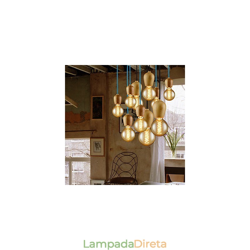Lustre Mini Estilo Moderno Contemporâneo Madeira Bambu