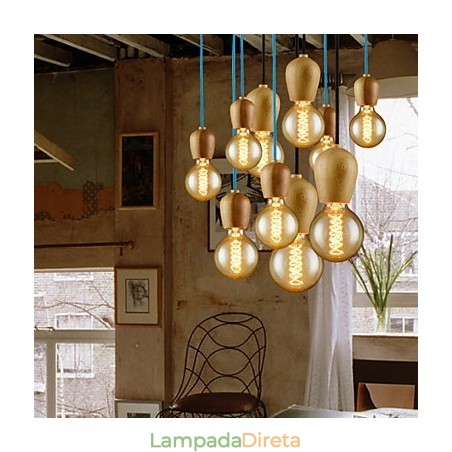 Lustre Mini Estilo Moderno Contemporâneo Madeira Bambu Lustre Mini Estilo Moderno Contemporâneo Madeira Bambu