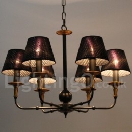 Lustre estilo vela rústica retrô de 6 luzes