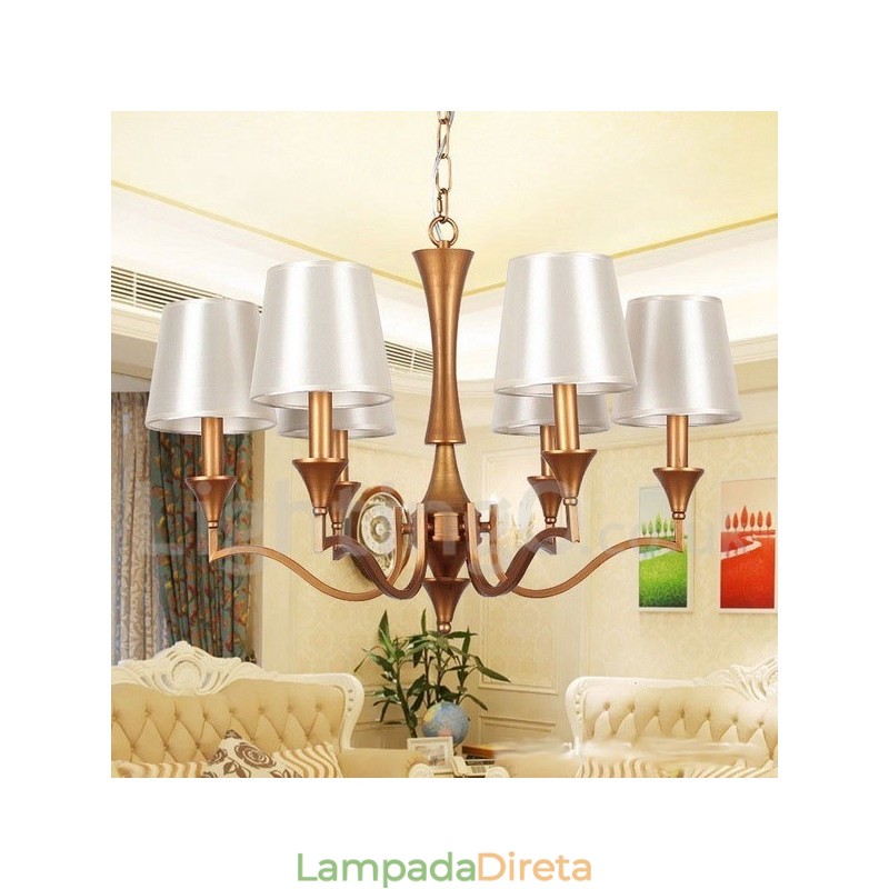 Lustre estilo vela estilo mediterrâneo de 6 luzes