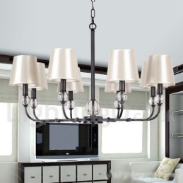 Lustre estilo vela contemporâneo preto retrô rústico de 8 luzes