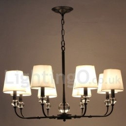 Lustre estilo vela contemporâneo preto retrô rústico de 8 luzes