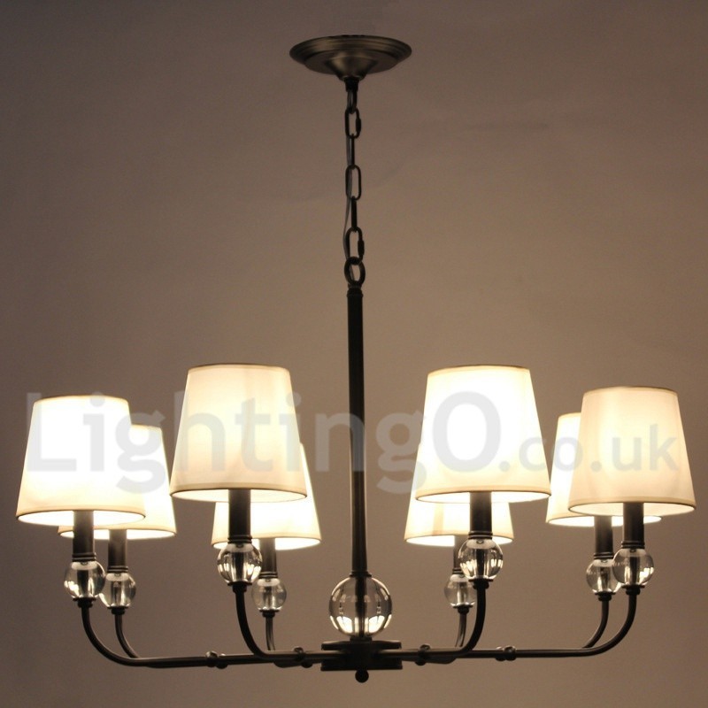 Lustre estilo vela contemporâneo preto retrô rústico de 8 luzes