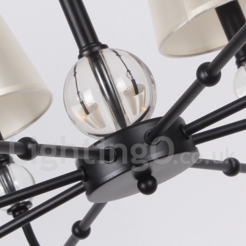 Lustre estilo vela contemporâneo preto retrô rústico de 8 luzes