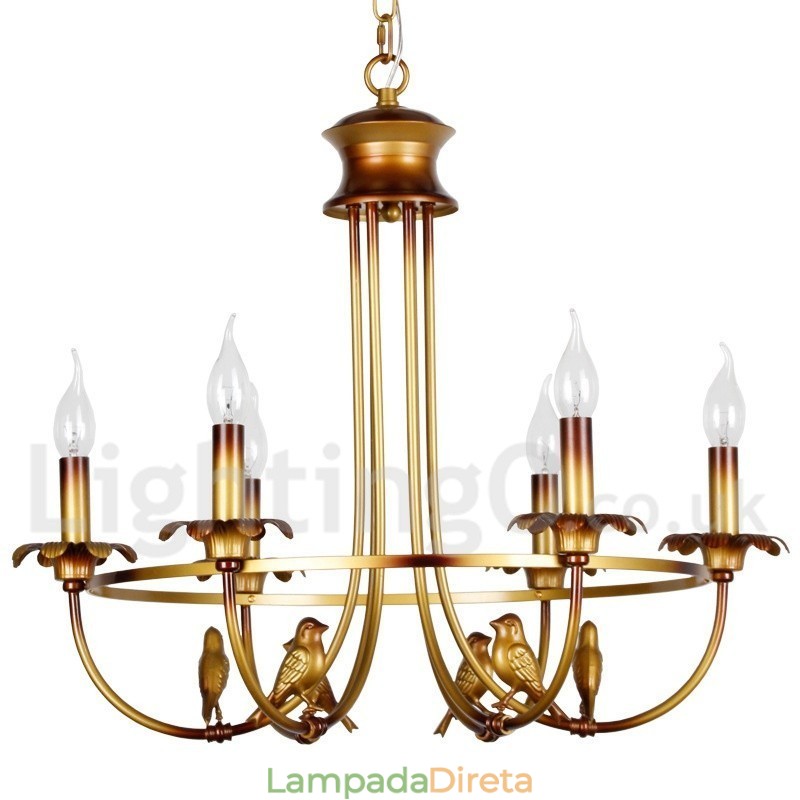 Lustre estilo vela retrô de 6 luzes