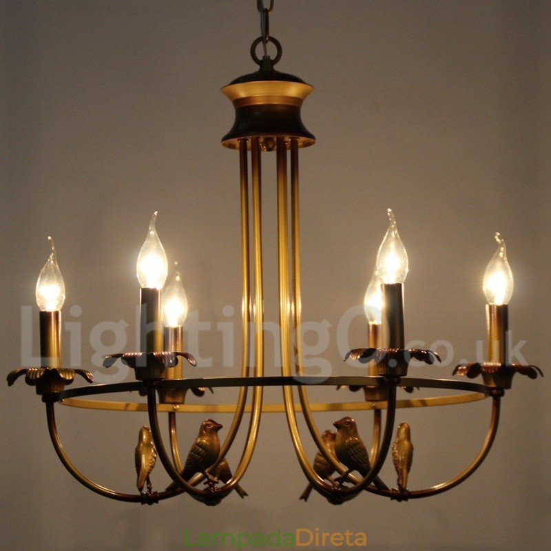 Lustre estilo vela retrô de 6 luzes