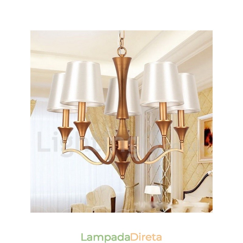 Lustre estilo vela estilo mediterrâneo rústico de 5 luzes