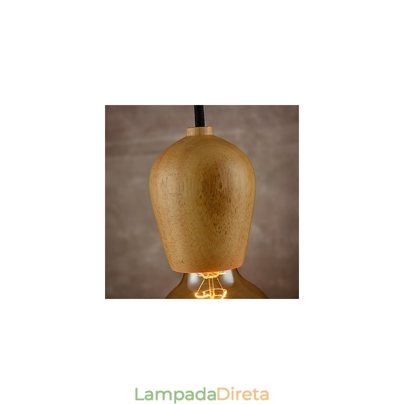 Lustre Mini Estilo Moderno Contemporâneo Madeira Bambu