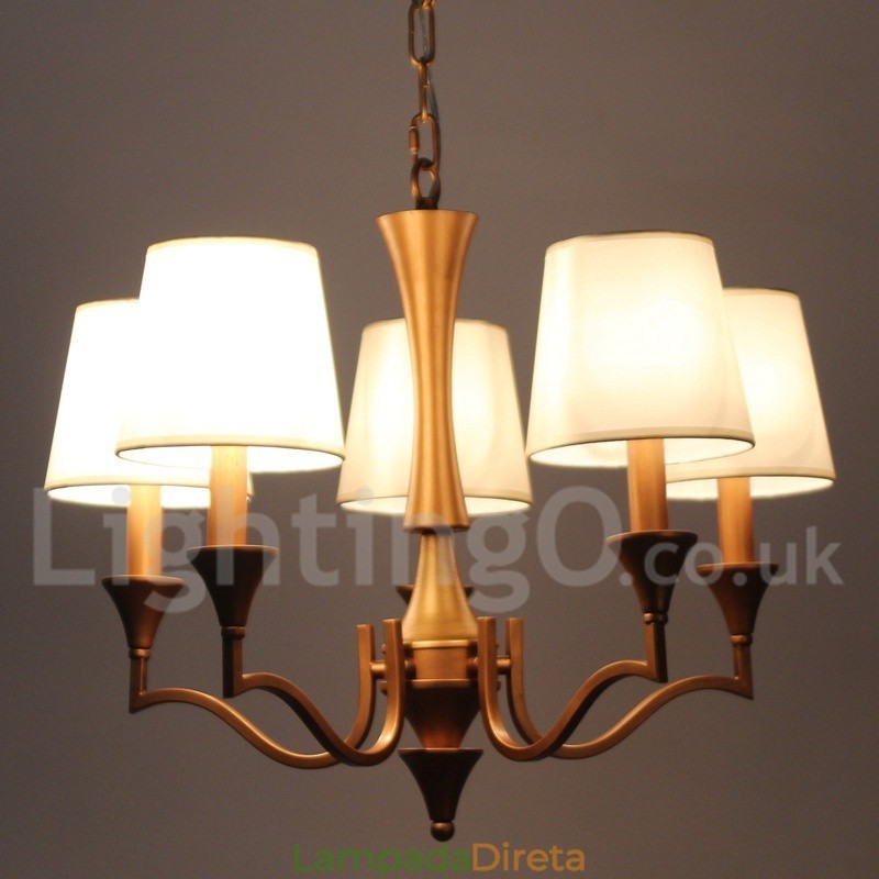 Lustre estilo vela estilo mediterrâneo rústico de 5 luzes