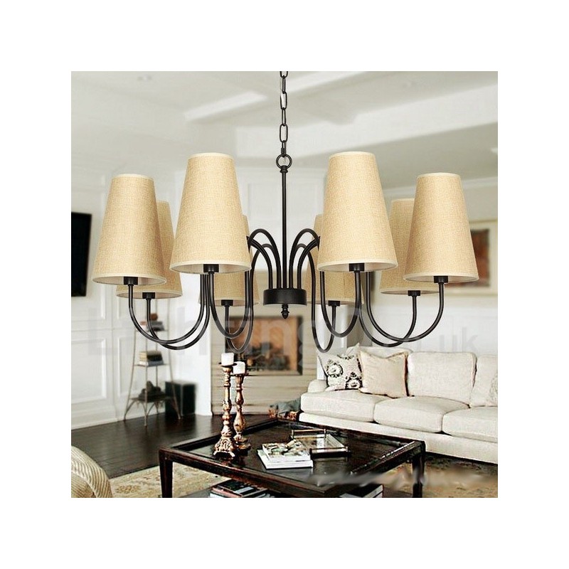 Lustre estilo vela estilo mediterrâneo rústico contemporâneo de 8 luzes