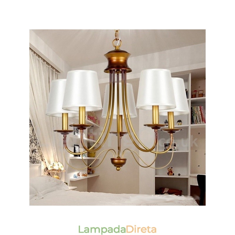 Lustre estilo vela contemporâneo moderno estilo mediterrâneo rústico de 5 luzes
