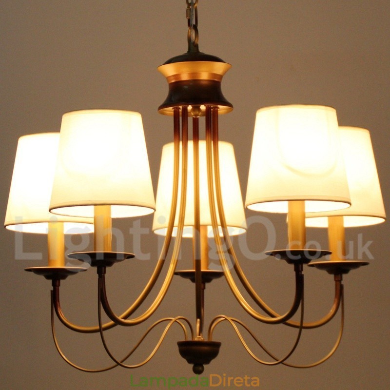 Lustre estilo vela contemporâneo moderno estilo mediterrâneo rústico de 5 luzes