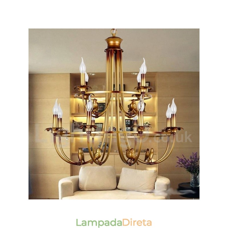Lustre estilo vela retrô de 12 luzes