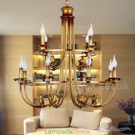 Lustre estilo vela retrô de 12 luzes Lustre estilo vela retrô de 12 luzes