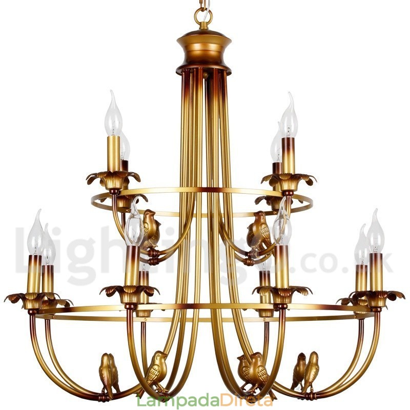 Lustre estilo vela retrô de 12 luzes