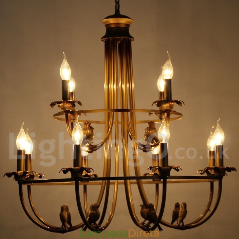Lustre estilo vela retrô de 12 luzes