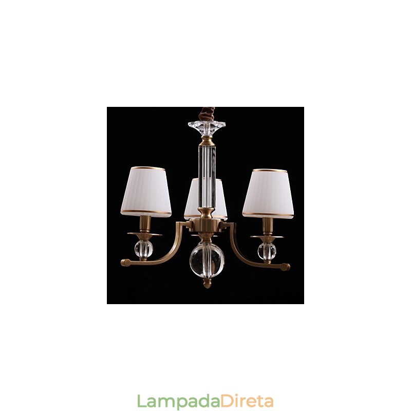 Lustre de metal bronze cristal contemporâneo moderno