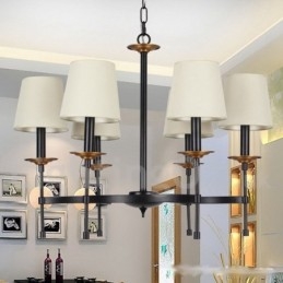 Lustre estilo vela retrô preto contemporâneo de 6 luzes