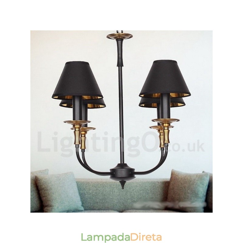Lustre estilo vela retrô contemporâneo de 4 luzes