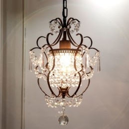 Lustre de pintura de ferro com lâmpada de iluminação moderna de cristal transparente