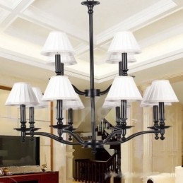 Lustre grande estilo vela retrô rústico de 12 luzes com 2 níveis