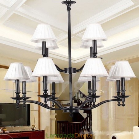 Lustre grande estilo vela retrô rústico de 12 luzes com 2 níveis Lustre grande estilo vela retrô rústico de 12 luzes com 2 níveis