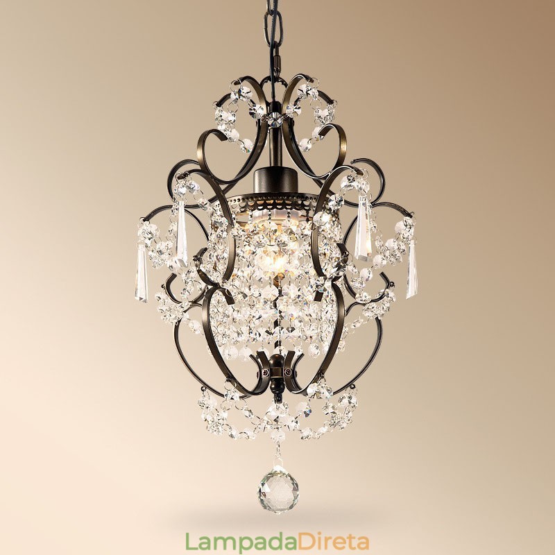 Lustre de pintura de ferro com lâmpada de iluminação moderna de cristal transparente