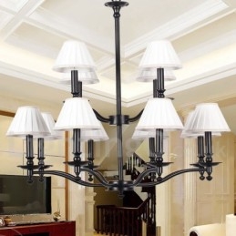 Lustre grande retrô de 12 luzes, estilo vela, 2 níveis