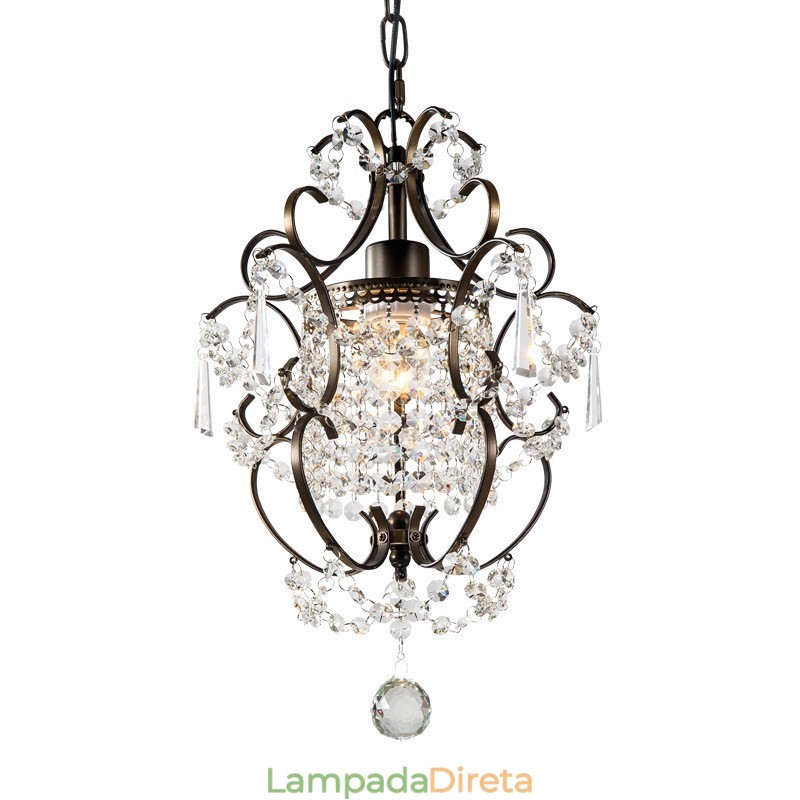 Lustre de pintura de ferro com lâmpada de iluminação moderna de cristal transparente