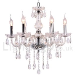 Lustre estilo vela de cristal K9 contemporâneo de 6 luzes